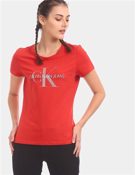 calvin klein ladies red tops.